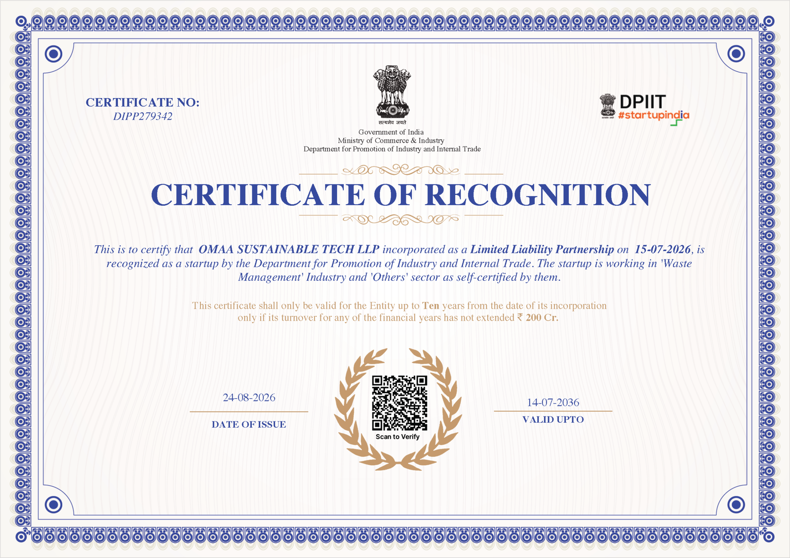 Start Up Certifiacate
